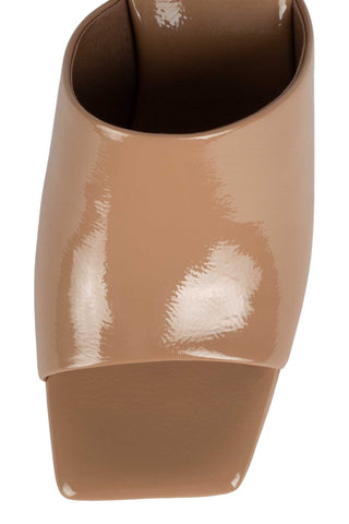 Jeffrey Campbell CAVIAR Square Toe Platform Sandal Dark Nude Leather Mule Pumps