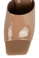 Jeffrey Campbell CAVIAR Square Toe Platform Sandal Dark Nude Leather Mule Pumps