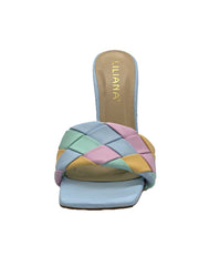Luxemoda Worth The Wait Multi Open Square Toe Slip-ON Chunky Heeled Mule Pump Sandals