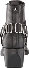 Sam Edelman Bellamie Black Leather Squared Toe Pull On Embellished Ankle Boots