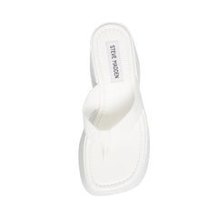 Steve Madden Gwen White Slip On Open Toe Lightweight Platform Heeled Sandals