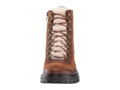 Lucky Brand Iliana Cedar Brown Lace-Up Fur Lined Wedge Combat Hiker Ankle Boots