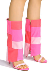 Cape Robbin Parrish Pink Open Pointed Toe Stiletto Heel Foldover Fashion Boots