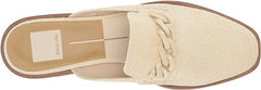 Dolce Vita Pela Ivory Raffia Slip On Rounded Toe Chain Detail Flat Dress Loafers