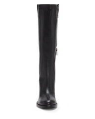 Vince Camuto Zemmy Black Soft Silky Leather Knee High Block Heel Dress Boots