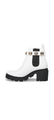 Steve Madden Amulet White Gold Stone Fashion Chelsea Platform Block Heel Boots