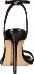 Sam Edelman Orchid Black Patent Square Toe Buckle Ankle Strap Lofty Heel Sandals