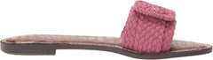 Sam Edelman Gabriela Carmine Rose Open Toe Slip On Leather Flat Slides Sandals