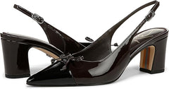 Sam Edelman Willette Rich Chocolate/Black Pointed Toe Slingback Block Heel Pumps