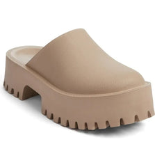 Jeffrey Campbell Clogge Taupe Fashion Slip On Chunky Platform Mule Clog Sandals