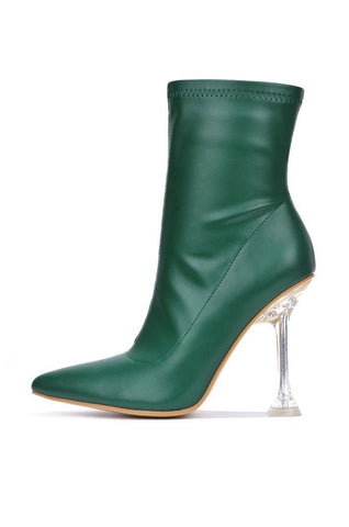 Renee Ankle Boot Pointed Toe Perspex Clear Stiletto Heel Ankle Fashion Booties