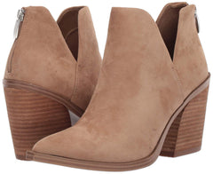 Steve Madden Alyse Tan Side Cut Block Heel Pointed Toe Fashion Leather Booties