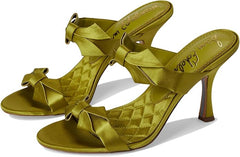 Sam Edelman Jasmine Greentini  Open Toe Bow Detail Slip On Stiletto Heel Sandals