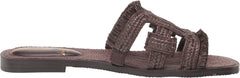 Sam Edelman Bay Dark Chocolate Slide Mule Open-Toe Slip-On Leather Flat Sandals