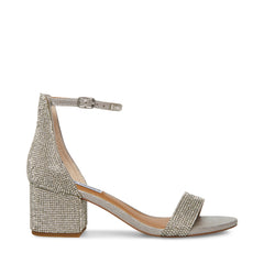 Steve Madden Irenee-R Silver Round Open-Toe Ankle-Strap Casual Block Heel Sandal