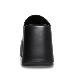 Steve Madden Pepe30 Black Leat Leather Square Toe Lug Sole Platform Mule Sandals