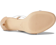 Nine West Leah 3 Clear/Light Natural Rounded Open Toe Zip Stiletto Heeled Sandal
