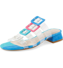 Cecelia New York Lincoln Slide Sandal Blue Slip On Clear Mule