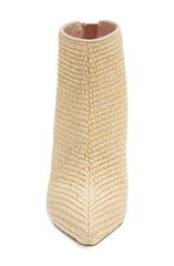 Cecelia New York Jasmin Block Heel Ankle Bootie Natural Woven Clear Heel Boots