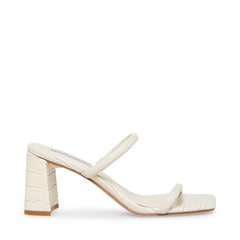Steve Madden Lilah Square Open Toe Angled Block Heel Sandal Bone Croco