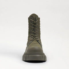 Sam Edelman Olympia Olive Chunky Lug Sole Lace Up Rounded Toe Ankle Combat Boots