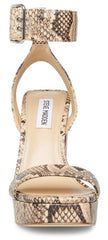 Steve Madden Waverley Tan Snake Ankle Strap Rounded Open Toe Platform Sandals