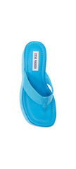 Steve Madden Gwen Blue Slip On Squared Open Toe Chunky Platform Heeled Sandals