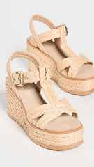 Schutz Panna Nude Ankle Strap Cork Wedge Heel Open Toe Strappy Platform Sandals