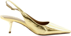 Sam Edelman Bianka Medallion Gold Pointed Toe Slingback Kitten Heel Pumps