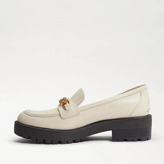 Sam Edelman Taelor Modern Ivory Gold Chain Slip On Round Toe Platform Loafers
