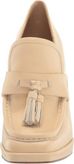 Sam Edelman Jed Eggshell Slip On Squared Toe Block Heeled Platform Loafers Shoes
