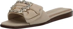 Sam Edelman Ivana Summer Sand Open Toe Embellished Slip On Flat Slides Sandals