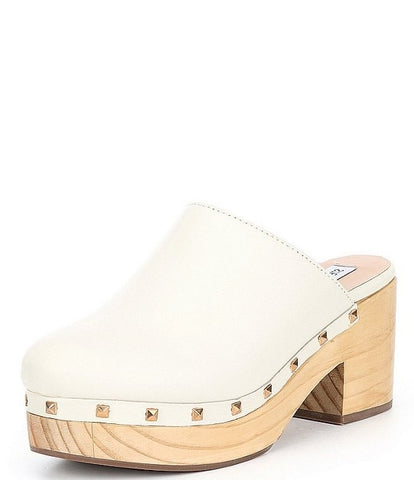 Steve Madden Brooklyn-1 Bone Leather Fashion Embellished Platform Rhinestones Clogs