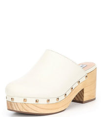 Steve Madden Brooklyn-1 Bone Leather Fashion Embellished Platform Rhinestones Clogs