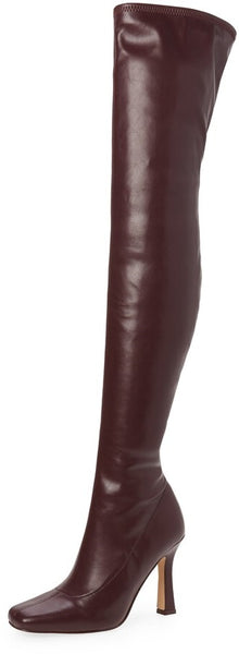 Steve Madden Prowl Burgundy Pull On Squared Close Toe Over The Knee Boot
