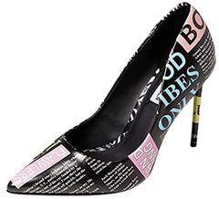 Steve Madden Vala Black/Pink Printed PU High Stiletto Pointed Toe Dress Pump