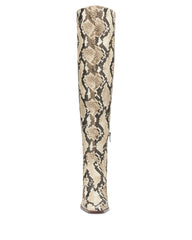Vince Camuto Dreven Beige Snake Over The Knee Thigh High Block Heel Dress Boots