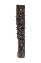 Vince Camuto Kashiana Mauve Multi Snake Fashion Stiletto Slouched Knee Boots