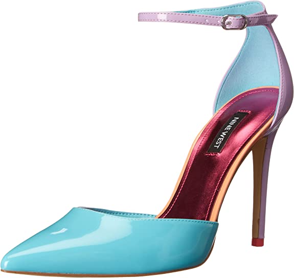 Nine West Faiz3 Light Blue/Lilac Ankle Strap Pointed Toe Stiletto Heel Pumps
