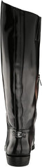 Sam Edelman Cesar Black Leather Squared Toe Stacked Heel Knee High Fashion Boots