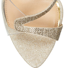 Jessica Simpson Whitley High Heel Pointed Open Toe Lucite Pumps Champagne Clear