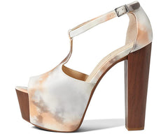 Jessica Simpson Dany Neutral T-Strap 5.5" High Heeled Open Pump Platform Sandal