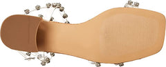 Steve Madden Invent Clear Ankle Strap Open Toe Pyramid Embellished Heeled Sandal