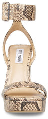 Steve Madden Waverley Tan Snake Ankle Strap Rounded Open Toe Platform Sandals