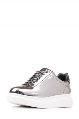 Jeffrey Campbell Womens Velocity Pewter Mirror Sneaker Lace Up Platform