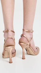 Sam Edelman Hardy Rosa Nude Ankle Strap Spool Heel Pointed Closed Toe Pumps