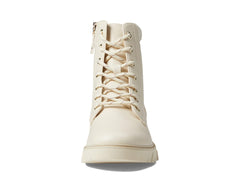 Dr Scholl's Headstart Beige Lace Up Lugged Sole Rounded Toe Combat Ankle Boots