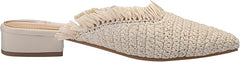 Sam Edelman Reeta Off-white Squared Toe Fringe Detailed Slip On Flats Shoes