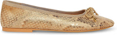 Steve Madden Blossoms Gold Snake Slip On Pointed Toe Bow Detail Ballet Flats