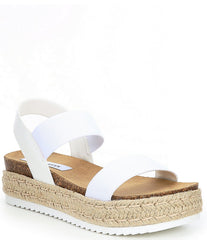 Steve Madden Jaklin Wedge Fitted Elastic Sandals White Platform Espadrille